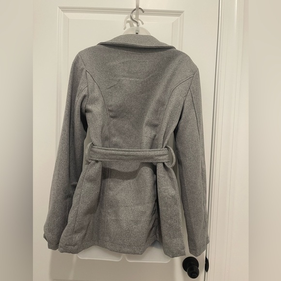 NWT Me Jane Juniors Medium Gray Trench Coat - Picture 2 of 4